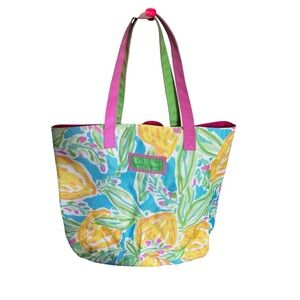 LILLY PULITZER For ESTEE LAUDER Tote Bag, Watercolor Lemons Beach Bag Purse